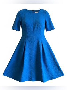 London Style Collection Blue Jacquard Fit & Flare Dress Women's Size 4